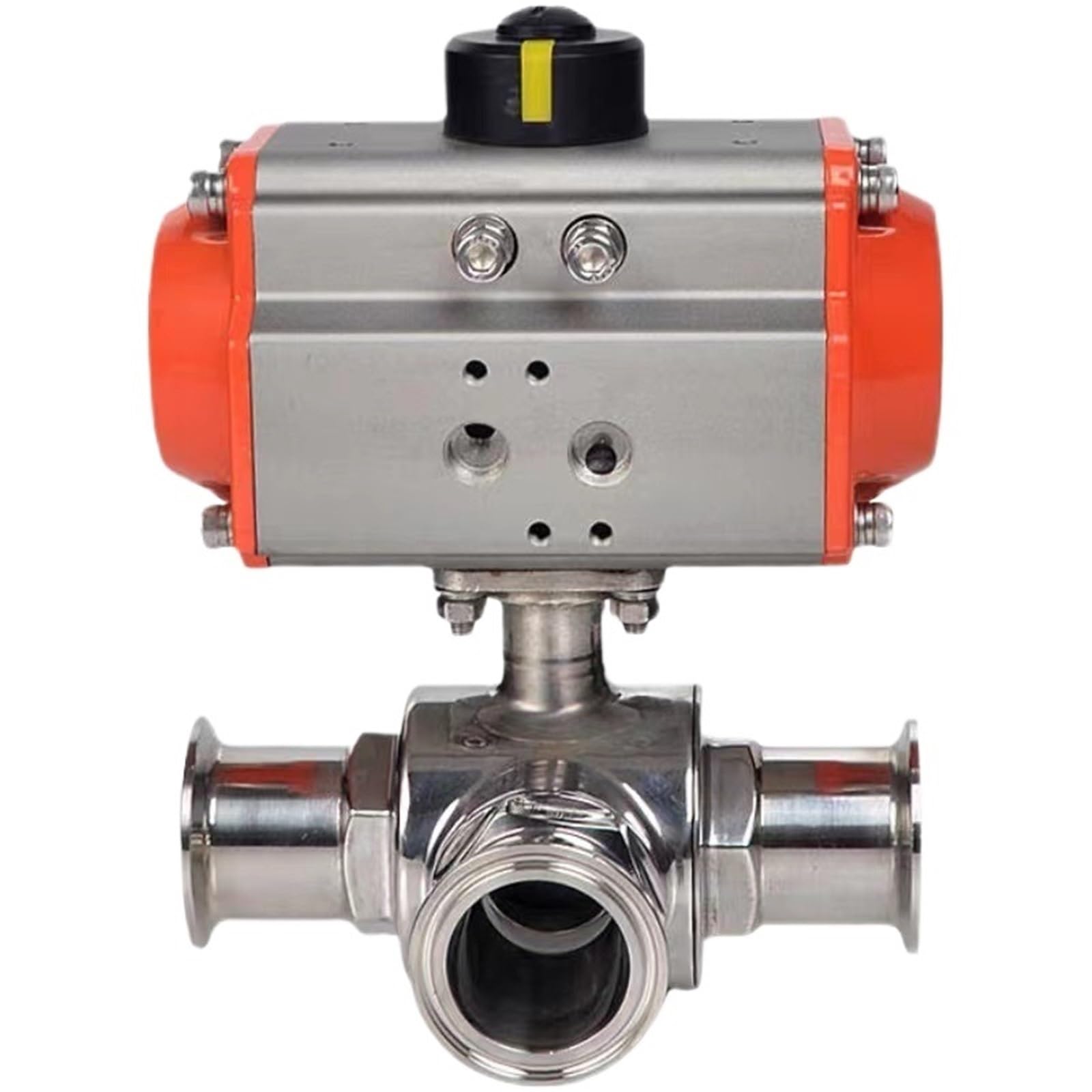 Nozlihmh 63Mm 3 Way Sanitary 304 Pneumatic Ball Valve Tri Clamp Ferrule Type Double Acting Cylinder(L Type)