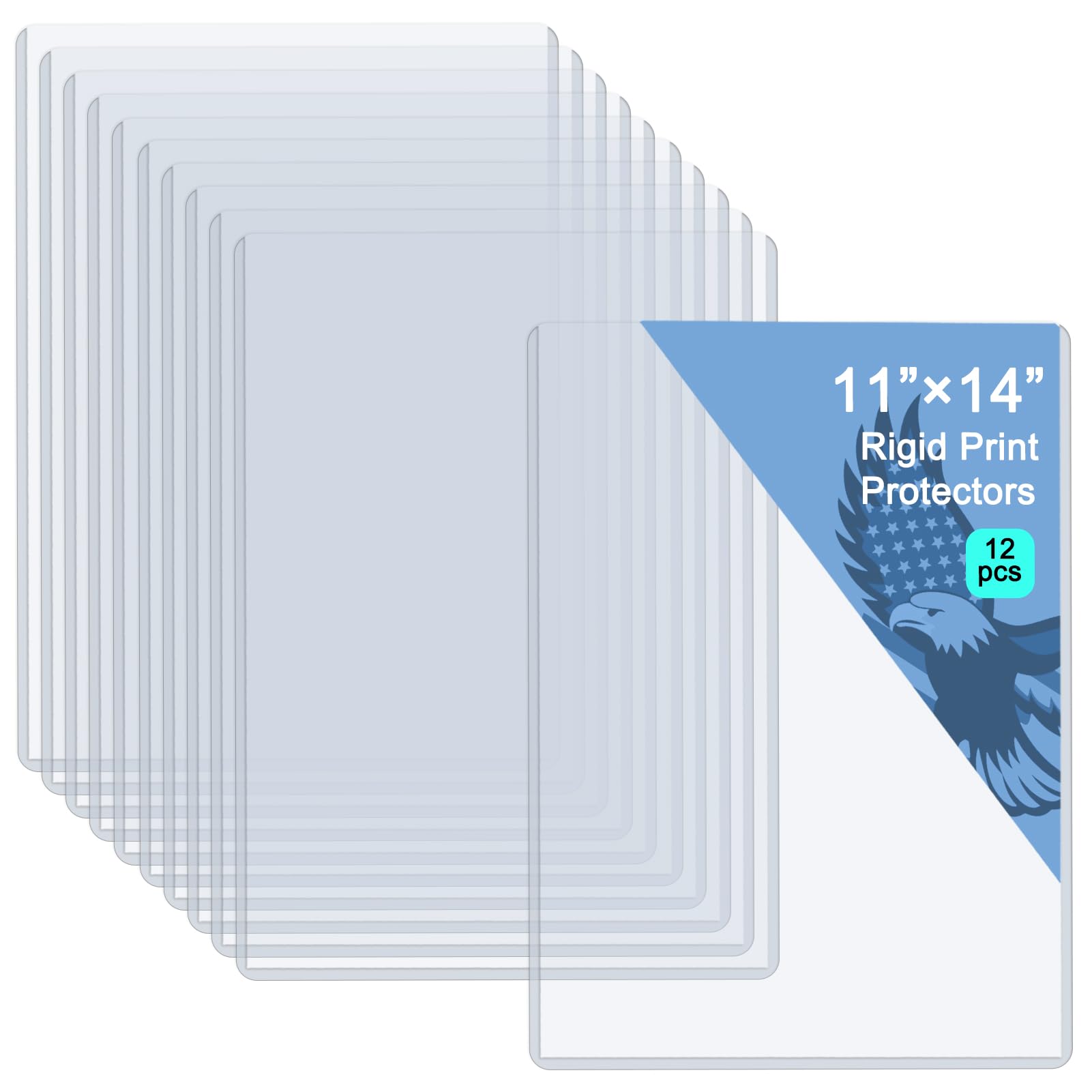 Rainmae 12 Pack 11" x 14" Rigid Print Protectors, Clear Waterproof Hard...Sleeves Hard Plastic Document Holder Birth Certificate Protector