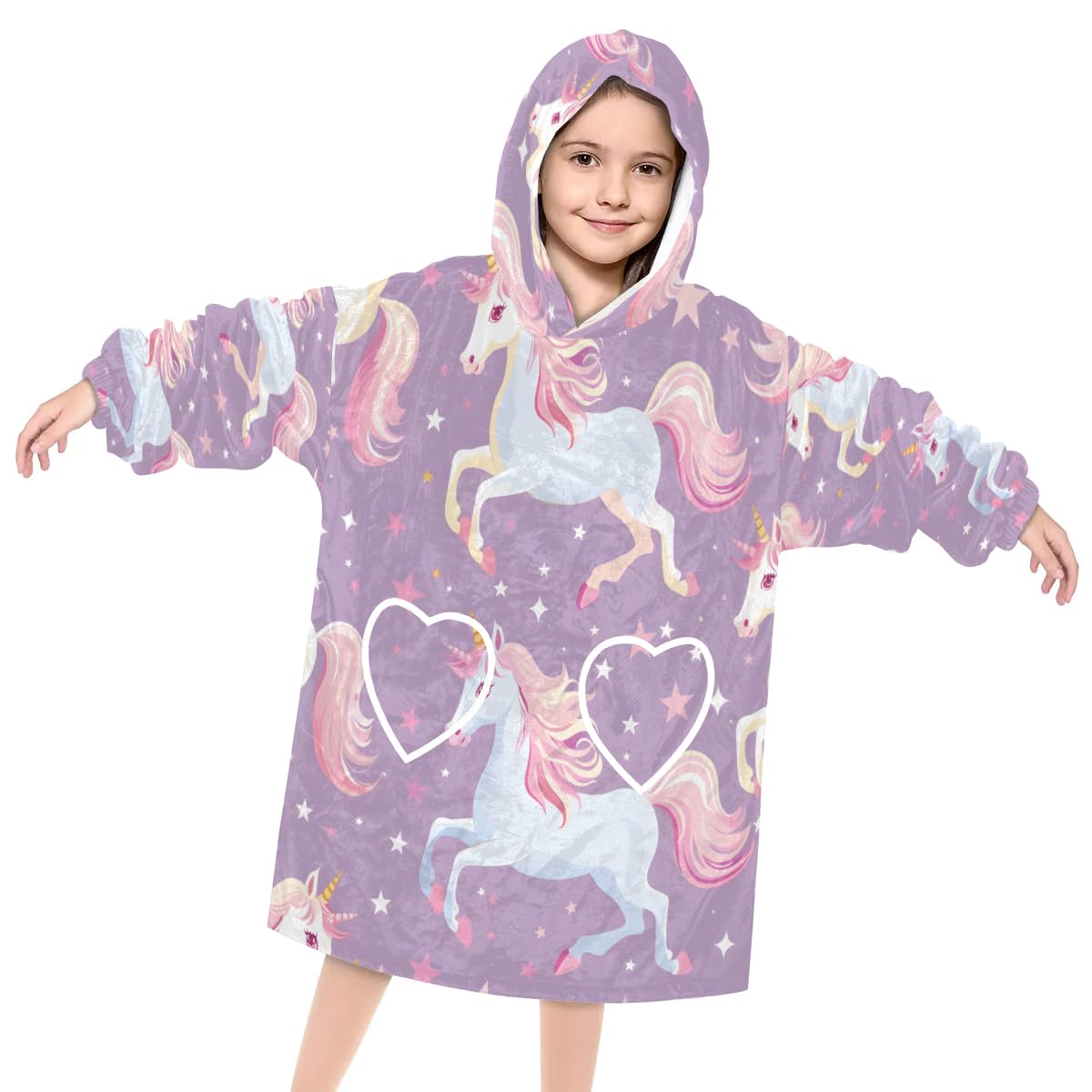 Pardick Wearable Blanket Hoodie for Kids, Sunlit Horse Fleece Sweatshirt Blanket Oversized Blanket Sweatshirt with Pocket Flannel Warm Hooded Blanket 6-10 Year Old Girl Boy Gift, One Size