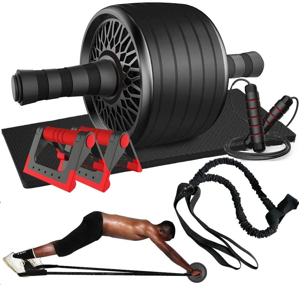 Total Crunch TOMSHOO 5-in-1 Fitness Workout Set AB Wheel Roller