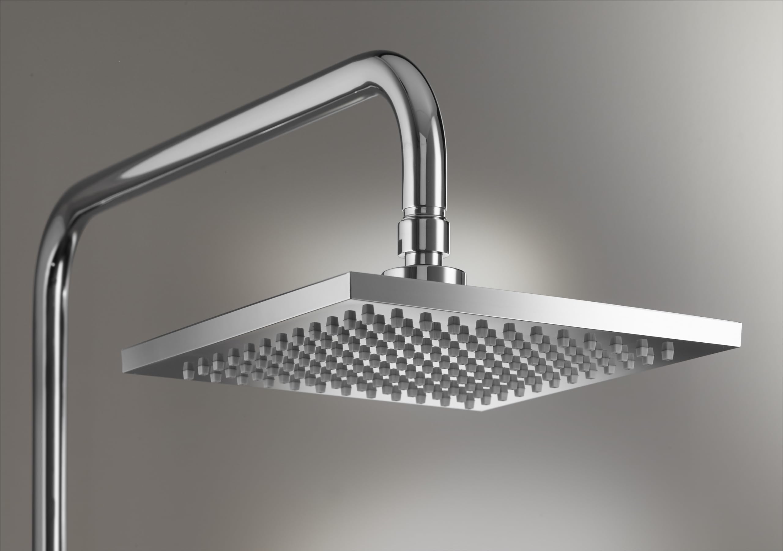 JACOB DELAFON Columna termostática de baño-ducha Cabezal cuadrado efecto lluvia Ducha de mano con 4 funciones Altura ajustable Latón Cromado JULY E78192-CP