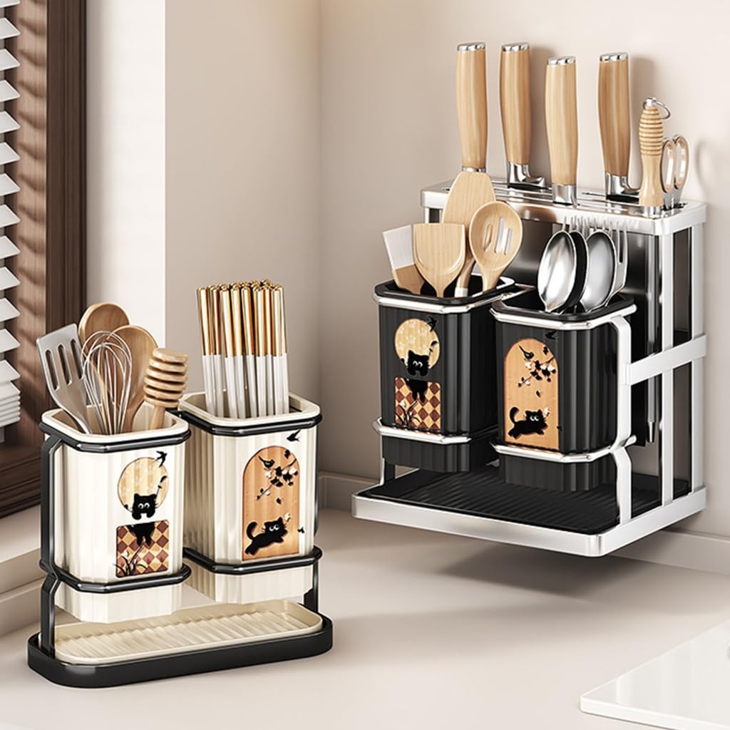Support multifonction et organiseurs de baguettes avec construction en ABS robuste pour un rangement compact de cuisine et un gain de place sur le plan de travail