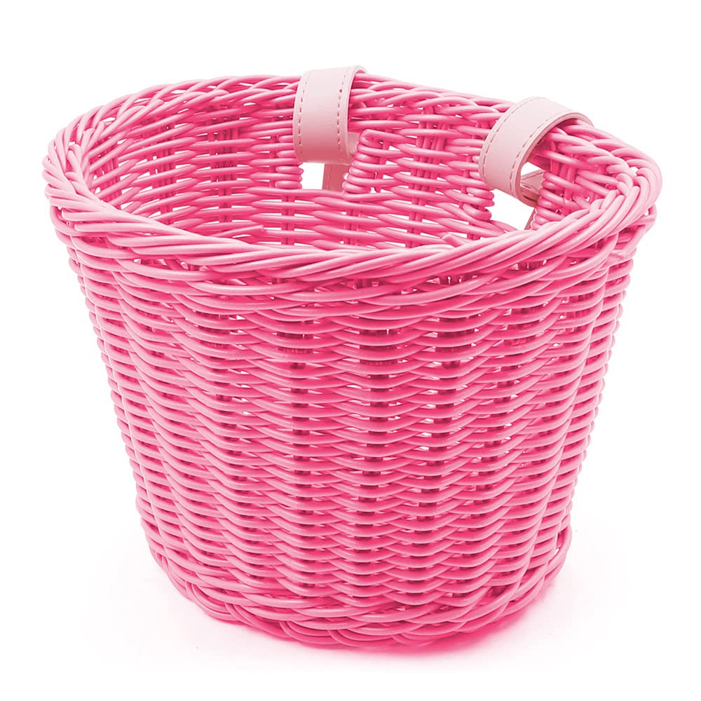 ANZOME Kids Bike Basket, Bike Basket for Boy and Girl, Waterproof Plastic Woven Children's Bicycle Basket, Suitable for Most Children's Bicycles and