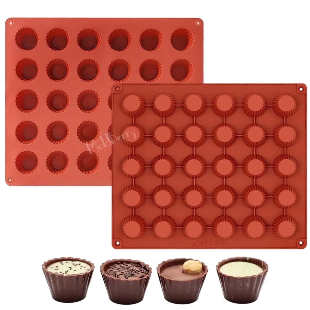 Moldberry Silicone Cupcake Moulds – 30 Cavity Mini Round Muffin, Jelly & Cake Molds, Non-Stick, Reusable Baking Cups, Multicolor – Microwave & Oven Safe (Pack of 1)-image-33