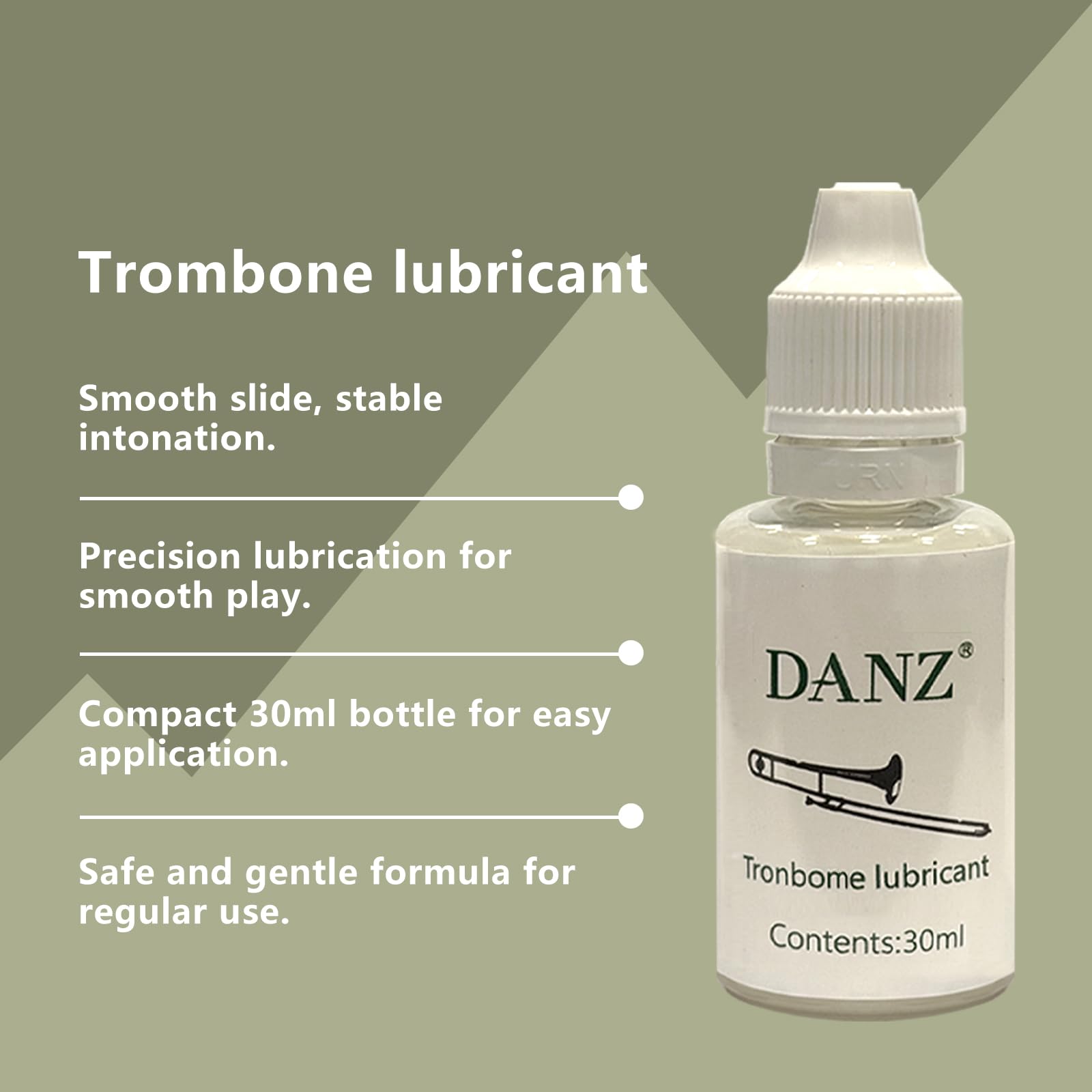 DANZ Kit de limpieza de trombón: aceite deslizante, grasa de corcho, paño de limpieza, cepillo de boquilla, un juego completo de cepillos de limpieza de cámara interior flexibles, guantes de