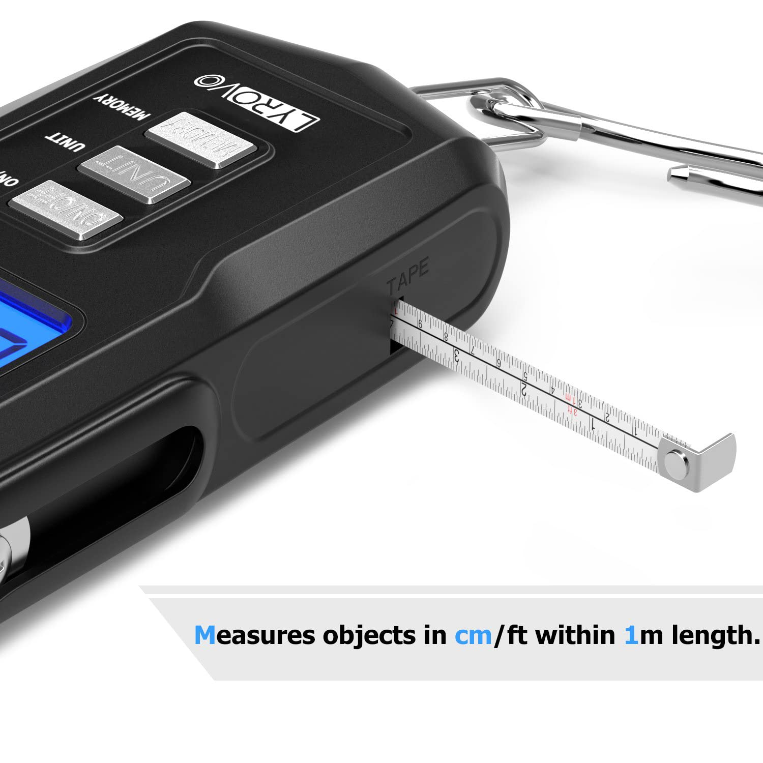 Lyrovo Upgraded Digital Luggage Weighing Scale 110Lb/50Kg with Backlit LCD Display Measuring Tape and 2 AAA Batteries (LY15-LUGSCALE-BLACK) 1