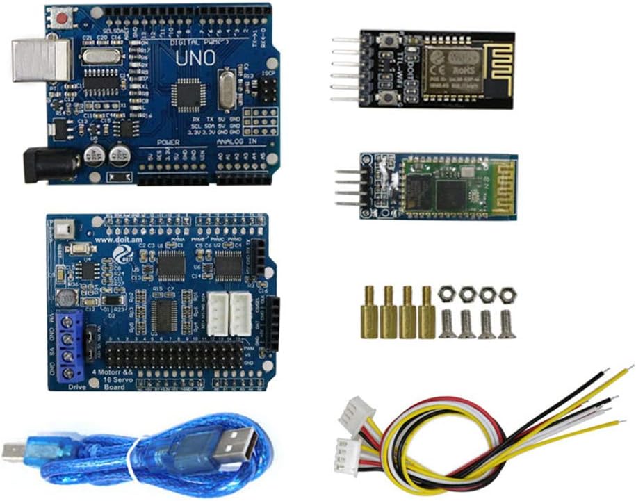 SZDoit Bluetooth, WiFi Controller Kit with UNO R3, Motor Driver Board, DT-06 Module, HC-06 Module for Arduino