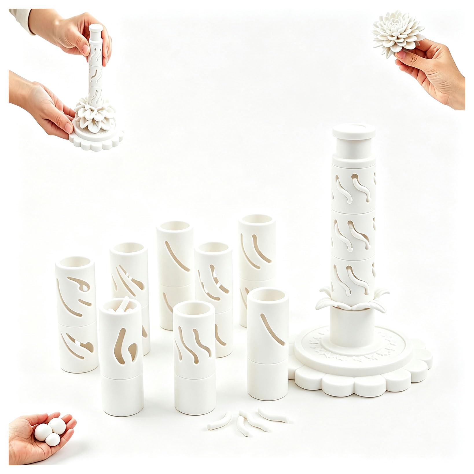 Promted Flower Modular Clay Bloom Maker with 9 Shaping Sleeves