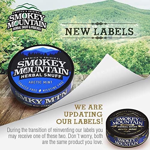 Smokey Mountain Herbal Long Cut – Arctic Mint – 5 Can Box - Tobacco Free And Nicotine Free Snuff #TOP1