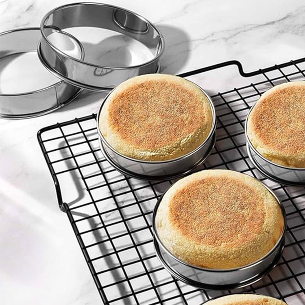 10 szt., Ø 8 cm, pierścienie do gotowania, nieprzywierające, okrągłe pierścienie do pieczenia, crumpets, pierścienie do gotowania, stal nierdzewna, podwójnie walcowany, do pieczenia