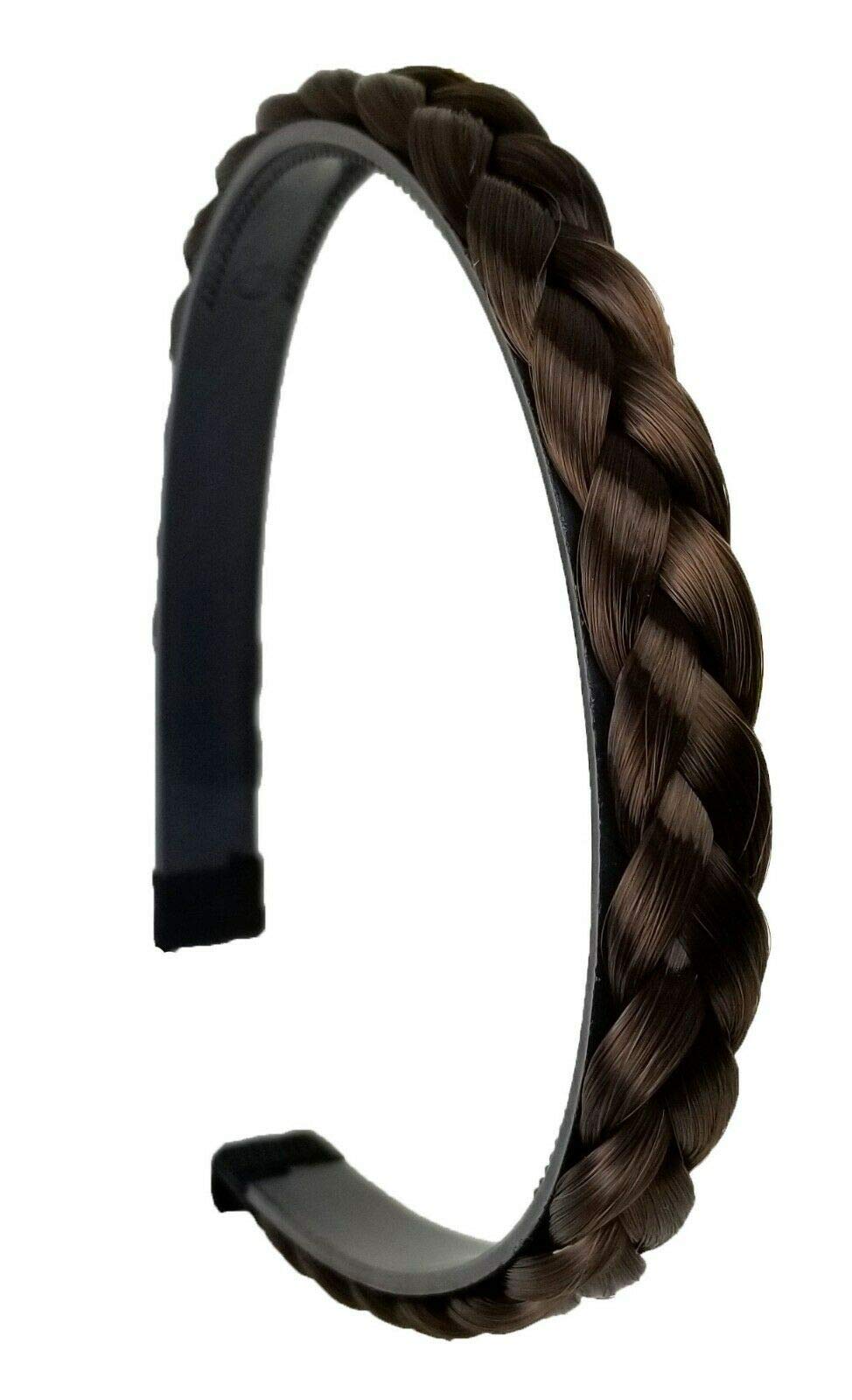 Braided for Women and Girls Plastic Braided Headband Synthetic Hair Plaited Head Band Hairband - Black