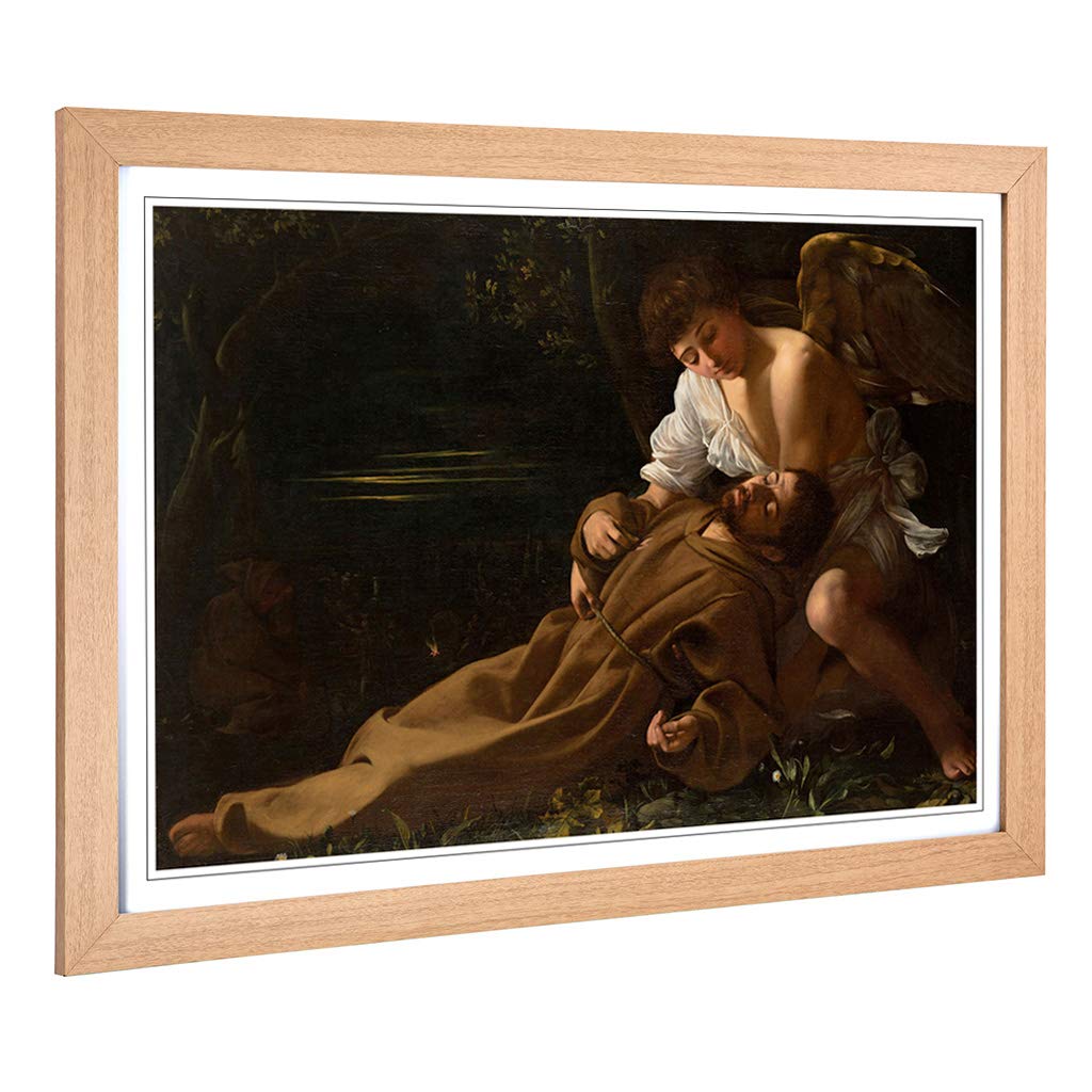 Big Box Art Framed Print of Michelangelo Caravaggio St Francis of Assisi in Ecstacy Design | Wall Art Picture| Home Decor for Living Room, Bedroom, Office, Oak, A2 / 24.5x18 Inch / 62x45cm