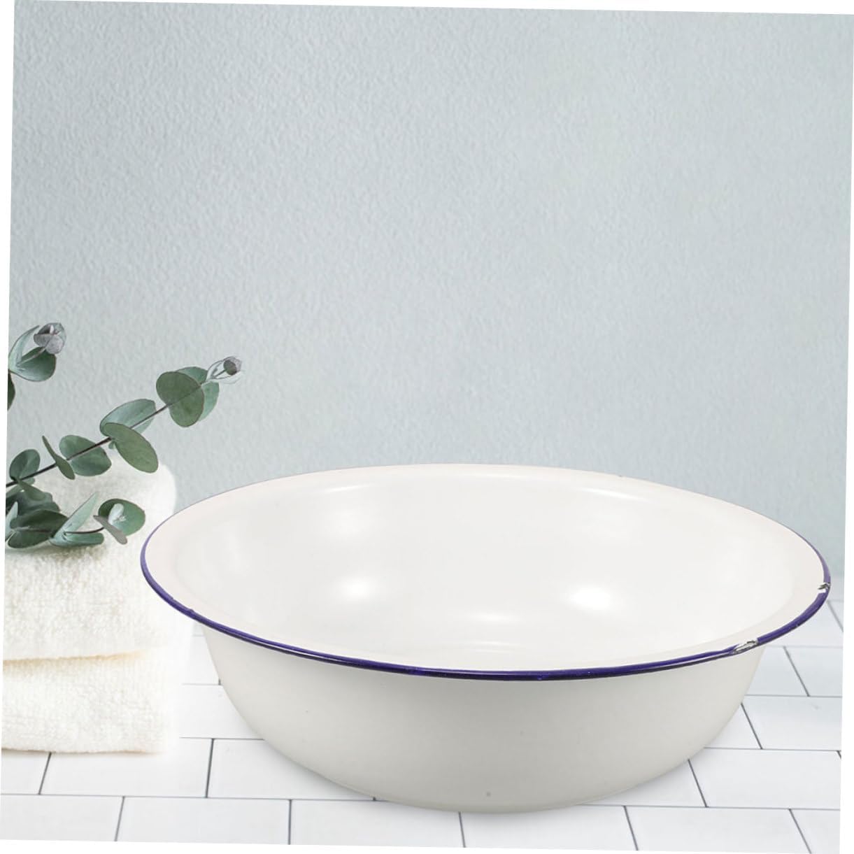 C Washing Basin 32cm Porcelain Foot Soaking Pot Enamel Mixing Bowl White Ceramic Basin for Laundry