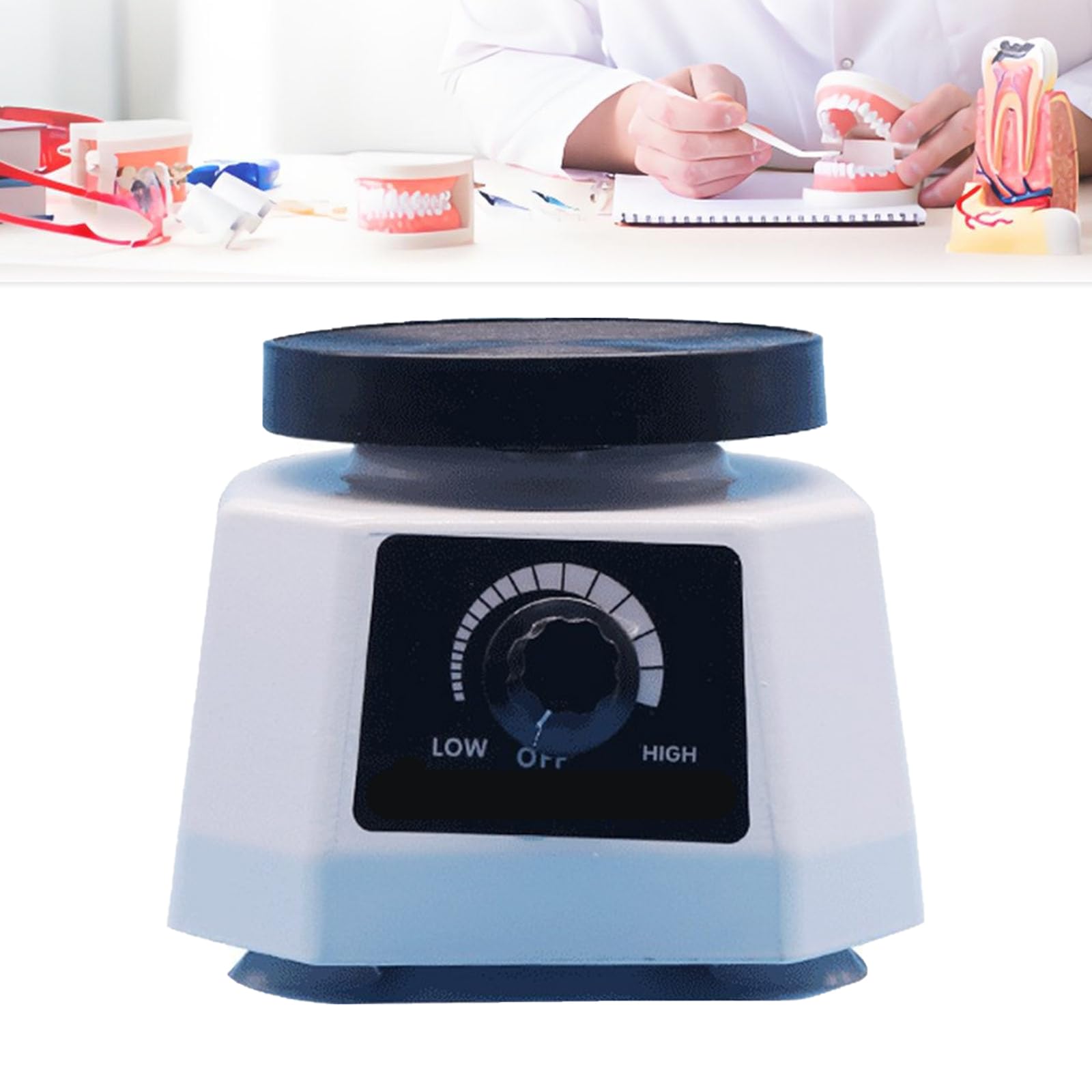 Vibrateur Dentaire 100 W - Charge Maximale : 2 kg, Vitesse Réglable En Continu, Base Antidérapante Et Table Vibrante. Oscillateur À Disque Pour Plâtre, Moules Et Résines.,White