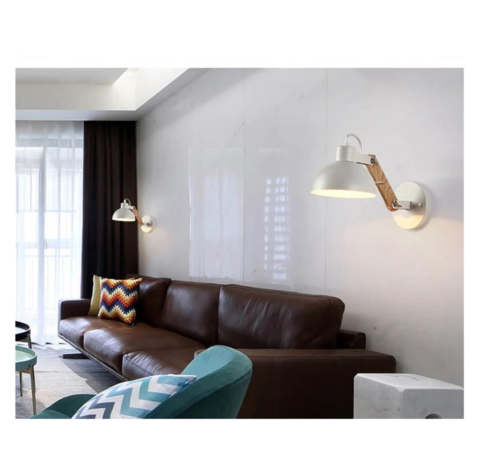 Lampa ścienna LED w stylu nordyckim, wykonana z żelaza i drewna, praktyczna i regulowana, idealna do czytania i nauki. Nowoczesna dekoracja ścienna.