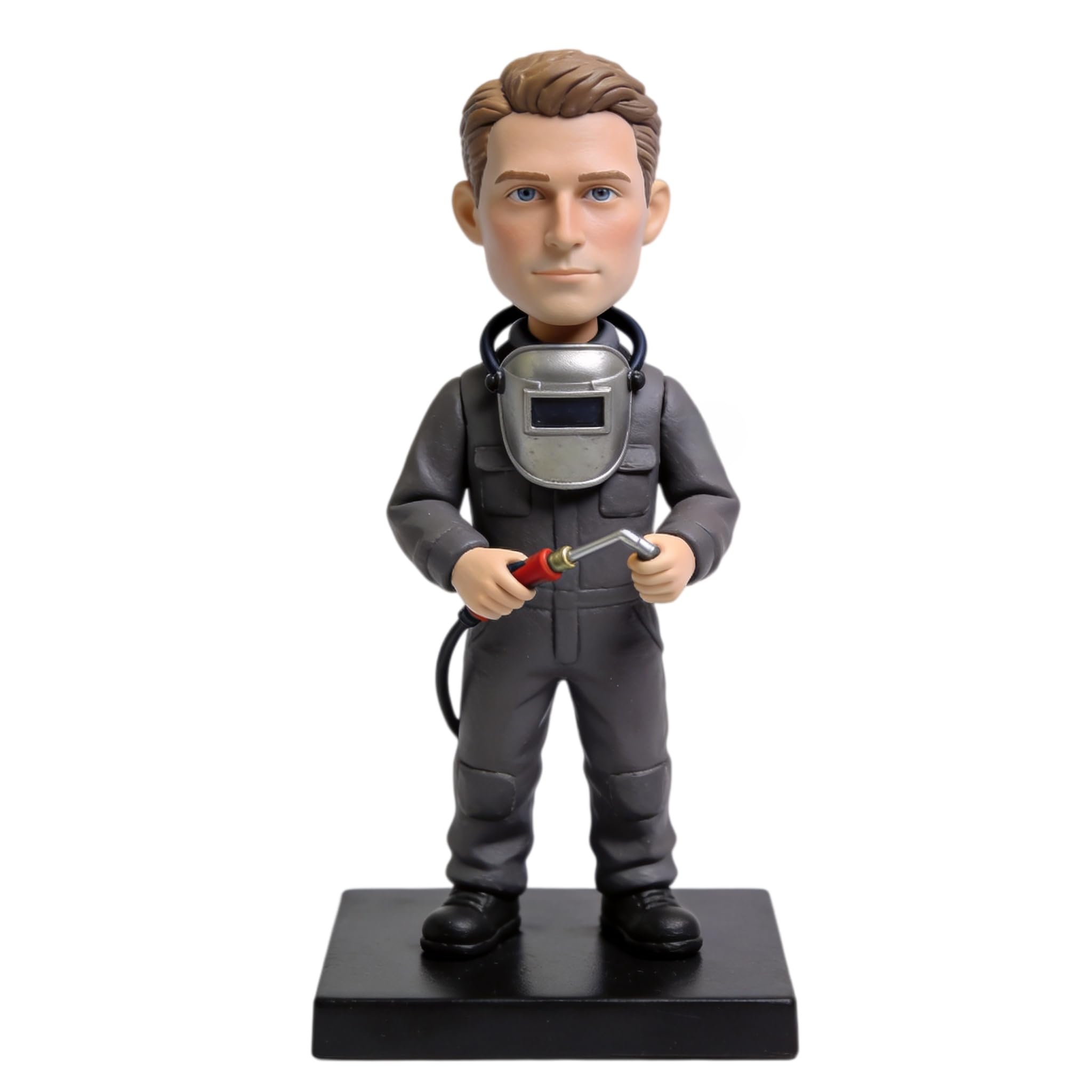 Figurine 3D personnalisée de photo en argile faite main avec mini masque de soudeur