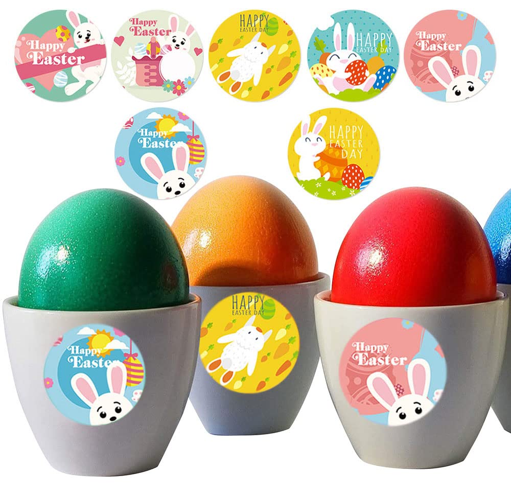 500 Adesivi Pasquali Colorati - Coniglietti E Uova Per Decorare Regali E Biglietti