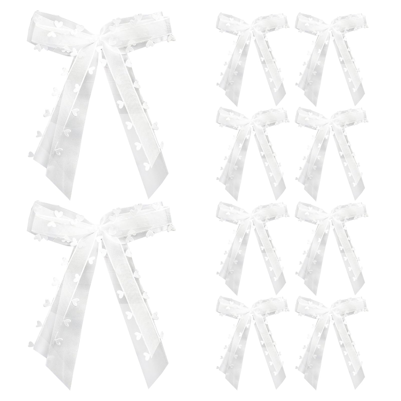 Noeud Voiture Mariage 10 Pièces Ruban Cœur Décoration Capot Portière Rétroviseur