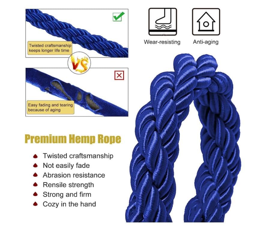 Corde de guidage de 5m pour hôtel et célébrations avec mousqueton doré vert