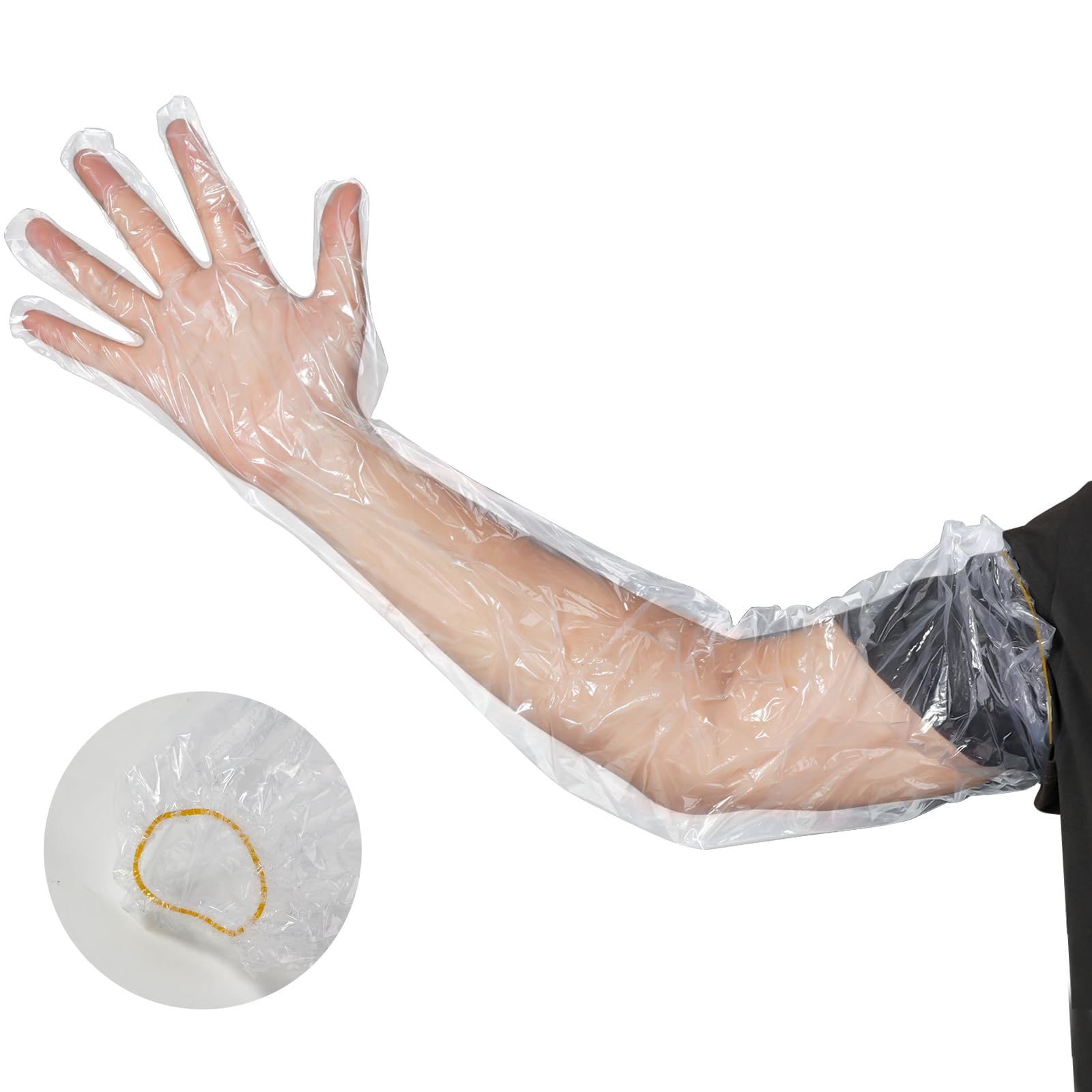 50pcs Disposable Extra Long Plastic Gloves for Veterinary Insemination & Field Dressing