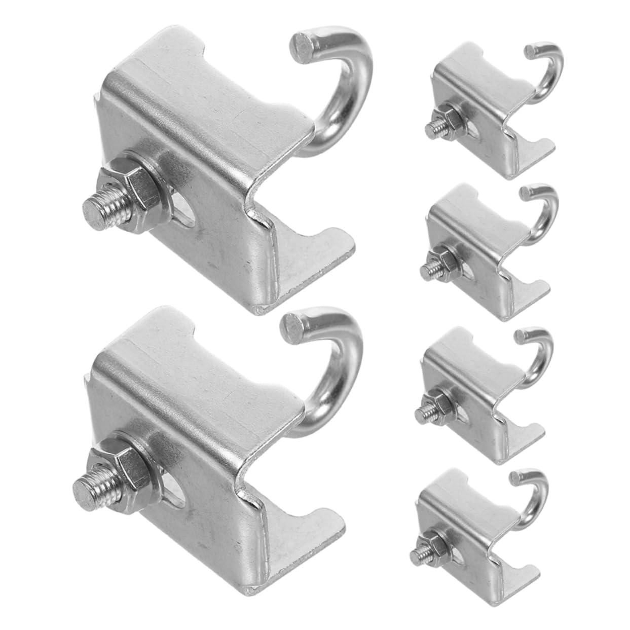 Housoutil 6pcs Heavy Duty Beam Hanger Clamps Durable Metal Bracket Hooks for Industrial Shelving Compatibility for Efficient Warehouse Storage