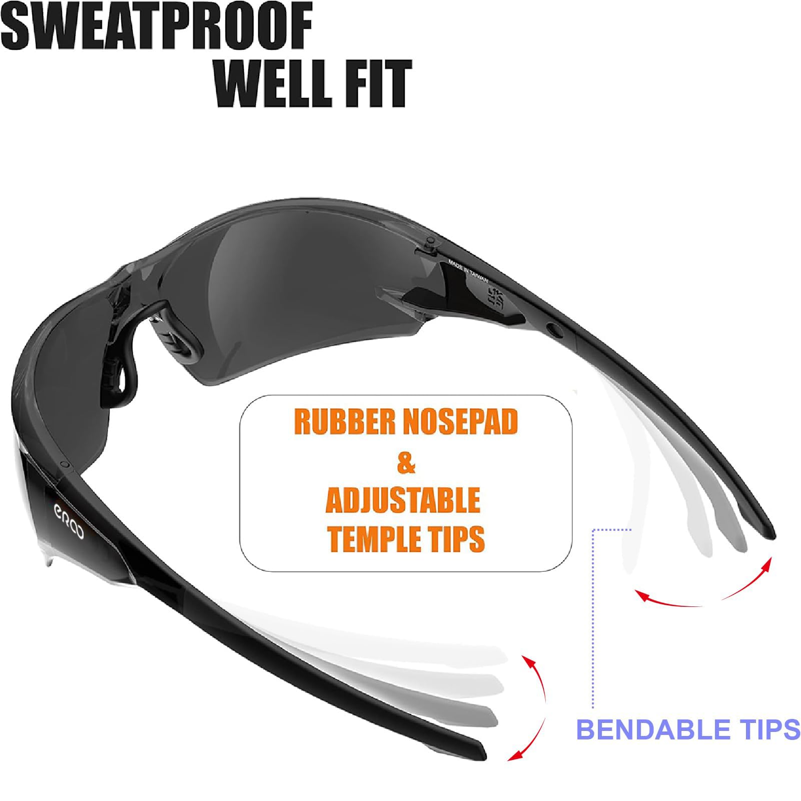 EAZYRUN S2492 Kleine Baseball-Sonnenbrille für Damen, Herren, Jugendliche, UV-400-Schutz, Softball, Radfahren, Laufen und Outdoor-Sportarten
