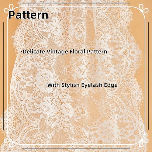 Luxurious 15.75-Inch Wide White Eyelash Lace Fabric - 3 Yards of Floral Patterned Lace Ribbon for Weddings, Sewing, Crafts, and Home Decor 4 Luxurious 15.75-Inch Wide White Eyelash Lace Fabric - 3 Yards of Floral Patterned Lace Ribbon for Weddings, Sewing, Crafts, and Home Decor - Image 3