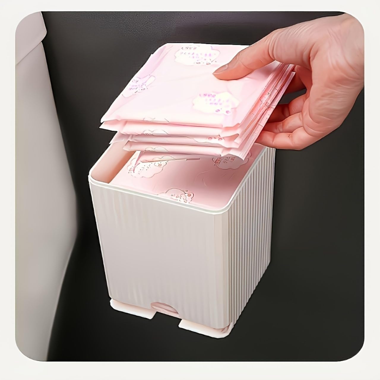 Aannie Wall Mounted Pad Holder, Towel Holder - Bathroom Towel Dispenser, Dustproof Waterproof Sanitary Pads Wall Holder Bathroom Sanitary Pads Bathroom Organizer, Bathroom Accessories (1) 1