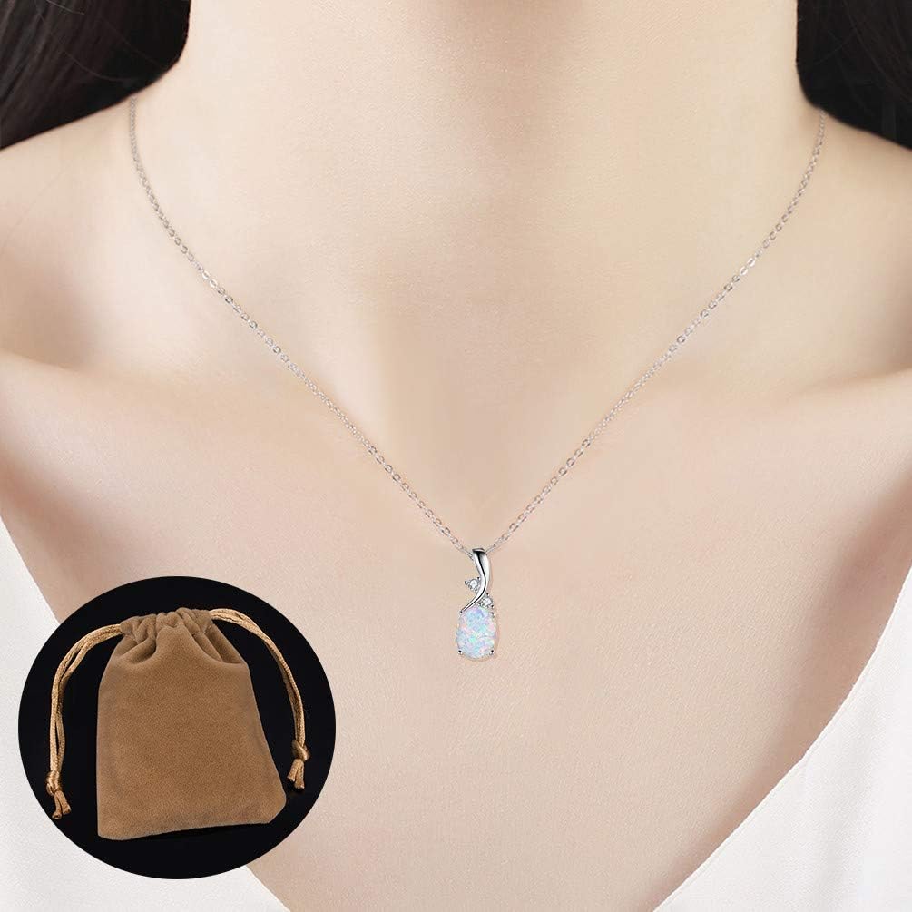 VOLUKA Created Opal/Amethyst/Mystic Topaz Pendant Necklace for Women,18K White/Rose Gold Plated Chain Wedding Engagement Jewelry Gift - Image 2