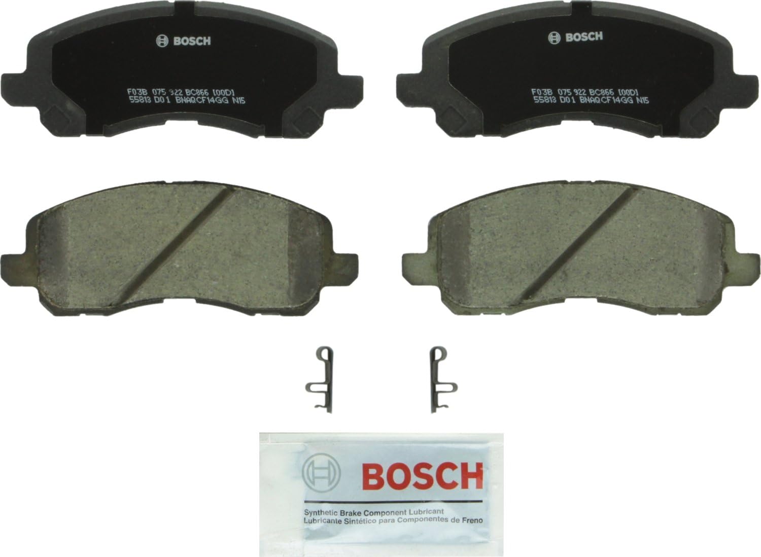 BOSCH BC866 QuietCast Premium Ceramic Disc Brake Pad Set - Compatible With Select Chrysler Sebring; Dodge Avenger, Caliber, Stratus; Jeep Patriot; Mitsubishi Eclipse, Galant, Lancer, Outlander; FRONT