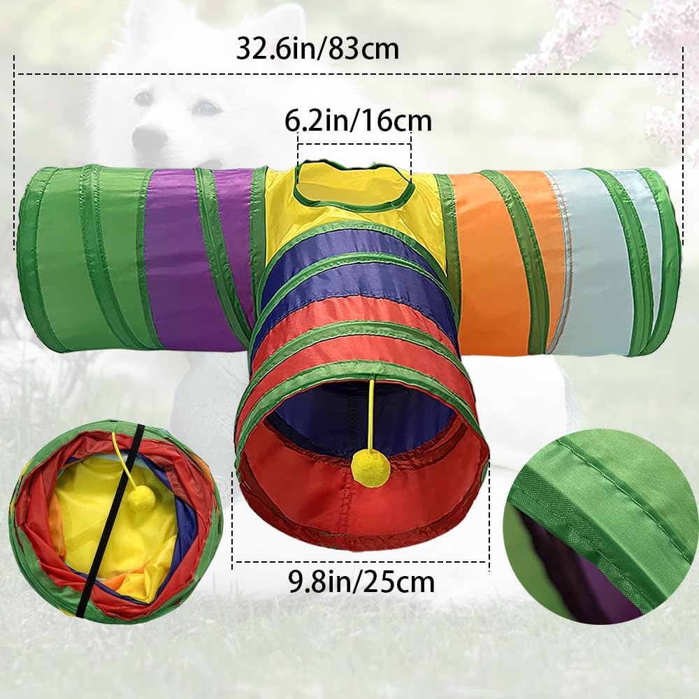 Rabbit Tunnel, Rabbit Toys, Cat Tubes And Tunnels Kit, Hanging Tunnel for Small Animals Collapsible Tee Tunnel Toy Tube - Image 3