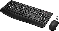 Vista 10 de Combo de teclado y mouse inalámbricos de tamaño completo 2.4GHz con cómodo reposamanos y mouse óptico inalámbrico para Windows, Mac