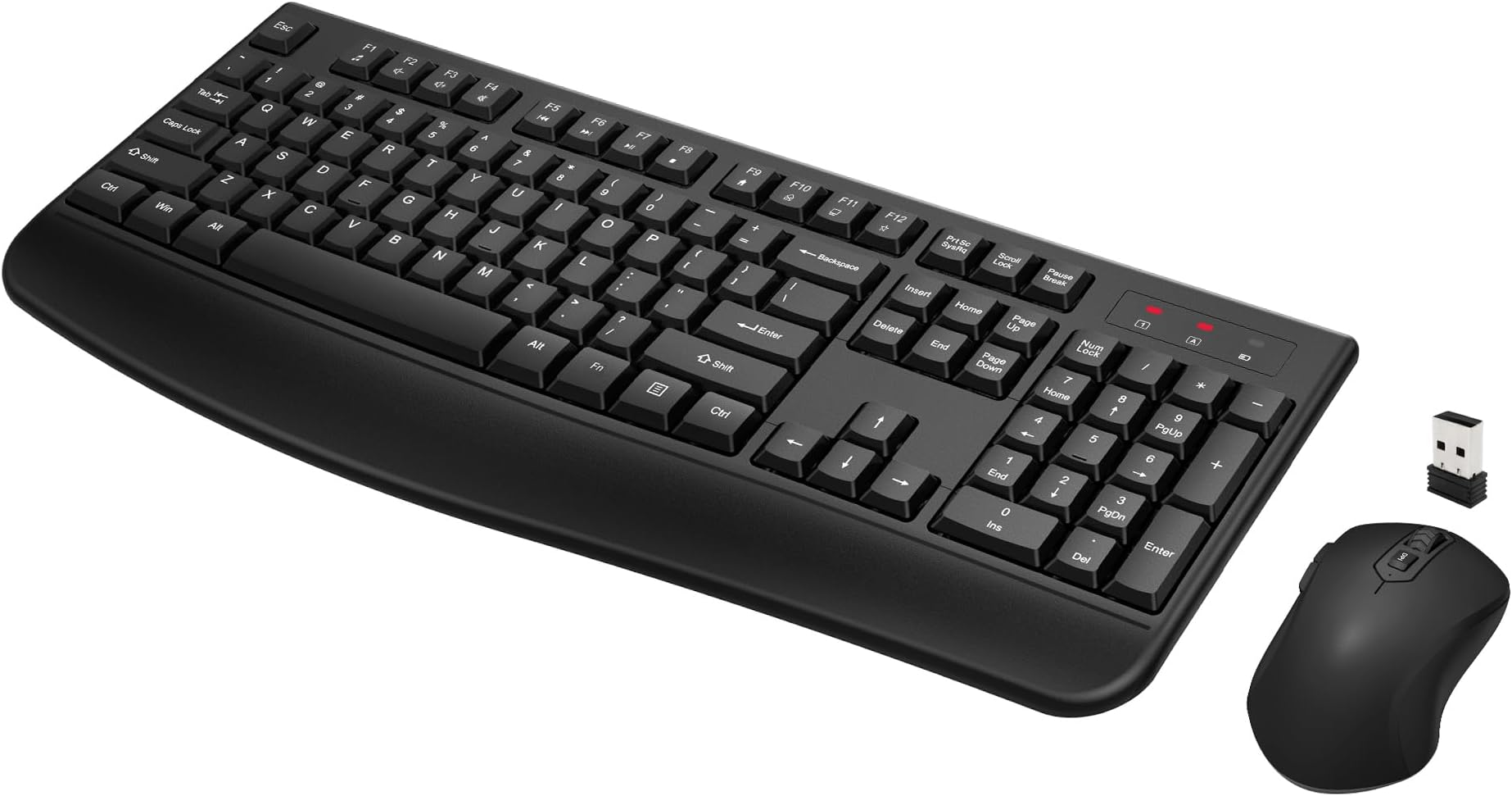 QUASIO Loigys Wireless Keyboard and Mouse Combo, Full-Sized 2.4GHz Wireless Keyboard with Comfortable Palm Rest and Optical Wireless Mouse for Windows, Mac OS PC/Desktops/Computer/Laptops