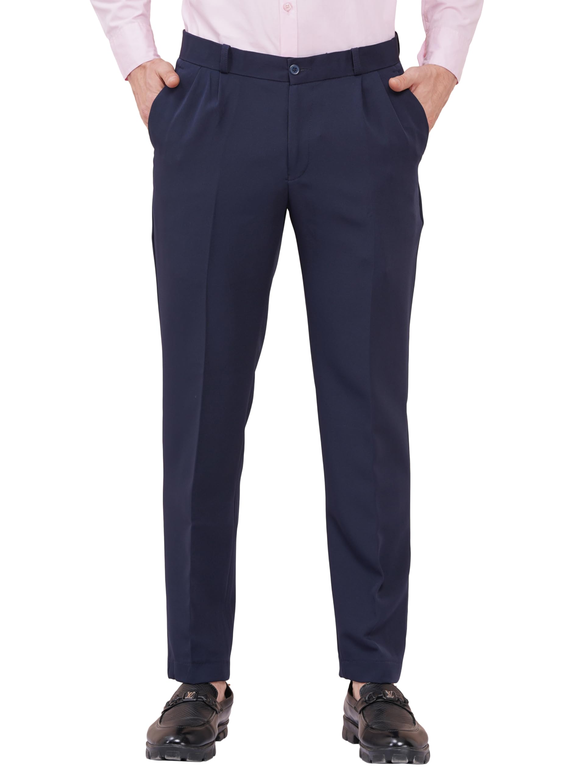 axolotl Men's Premium Classic Pleated Dress Trousers, Four Way Stretchable Wrinkle Free, Formal Business Pants-picture-37