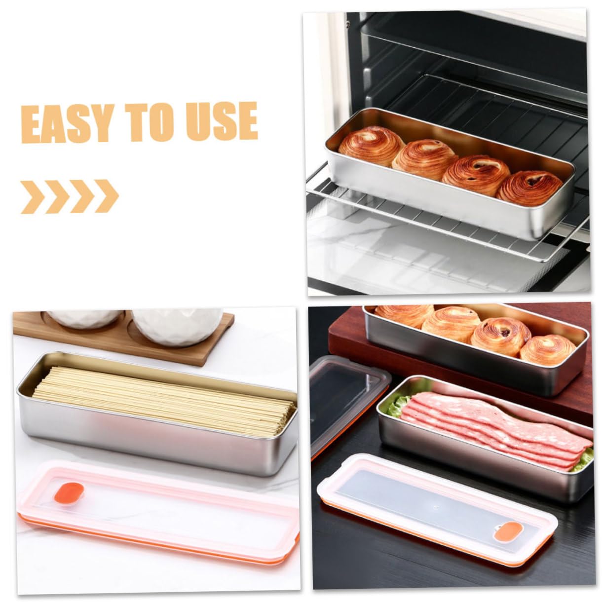 Amosfun 3pezzi Contenitore Per Inossidabile Con Coperchio Ermetico Scatola Salva Pancetta Per Frigorifero Per Conservare Formaggio e Di Mare