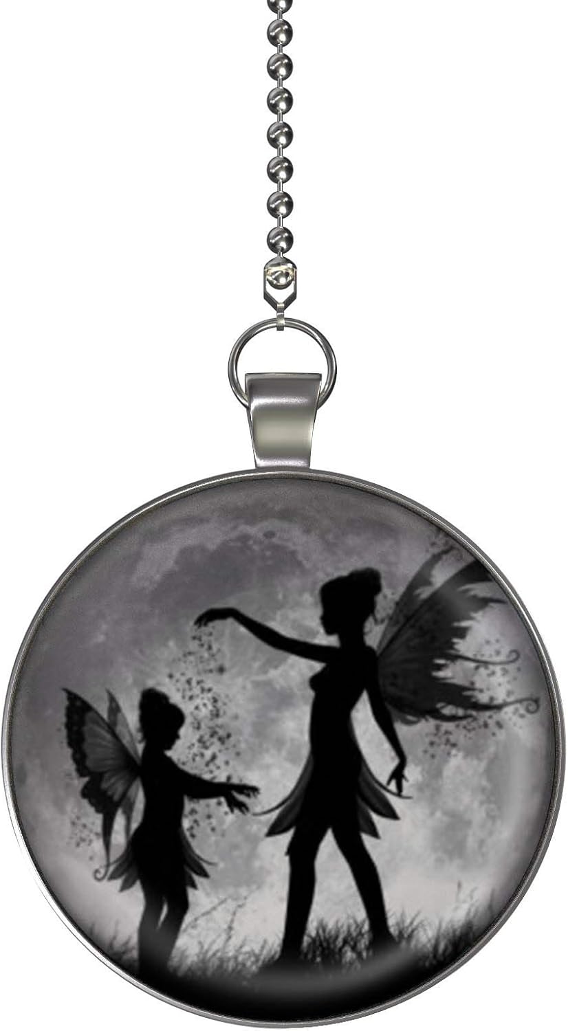 Fairy Mother and Daughter Glow in The Dark Fan/Light Pull Pendant with Chain