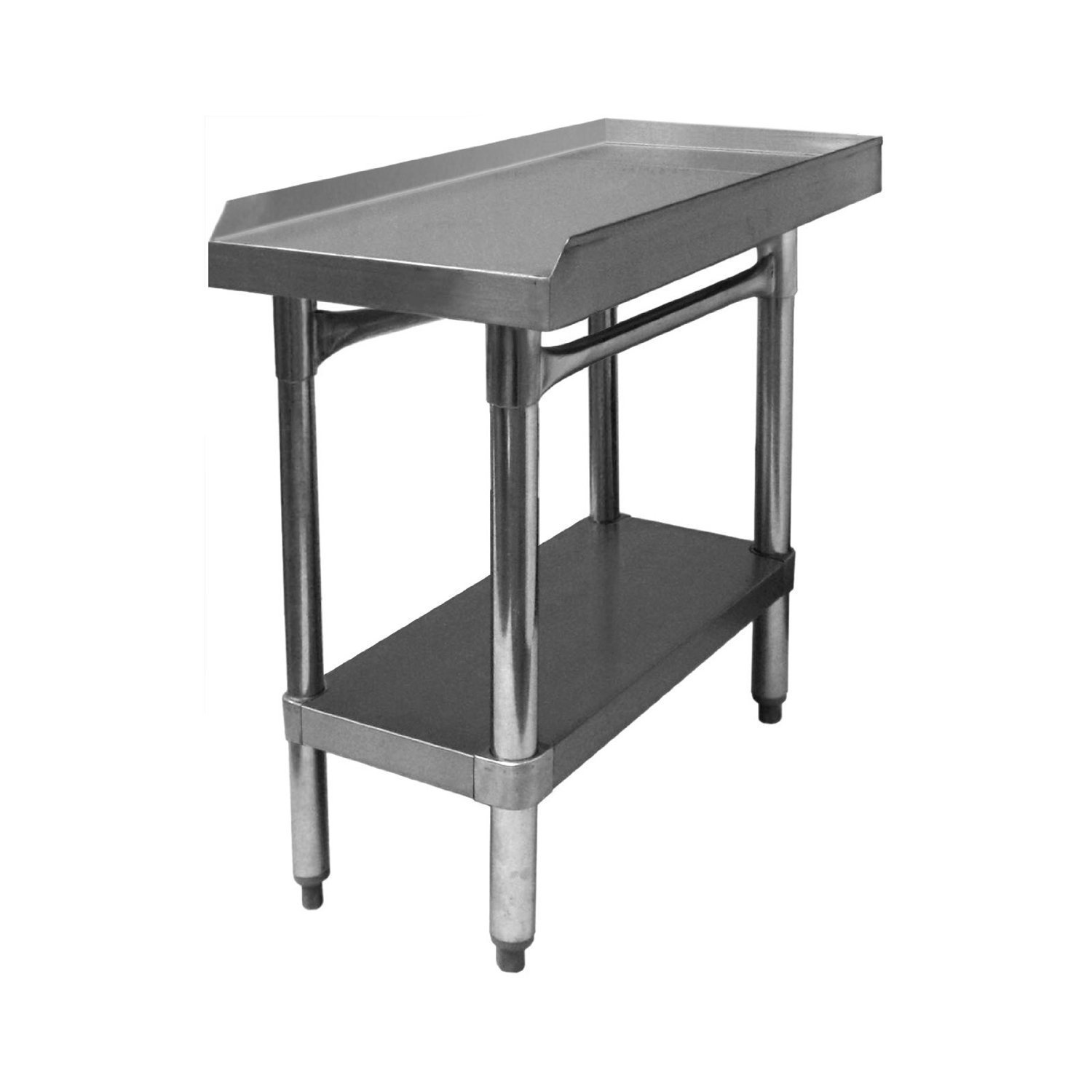 Galvanized Commercial Equipment Stand with 1" Upturn on 3 Sides, 1 Undershelf & Adjustable Bullet Feet, 30"W x 18"L x 24"H, NSF Approved