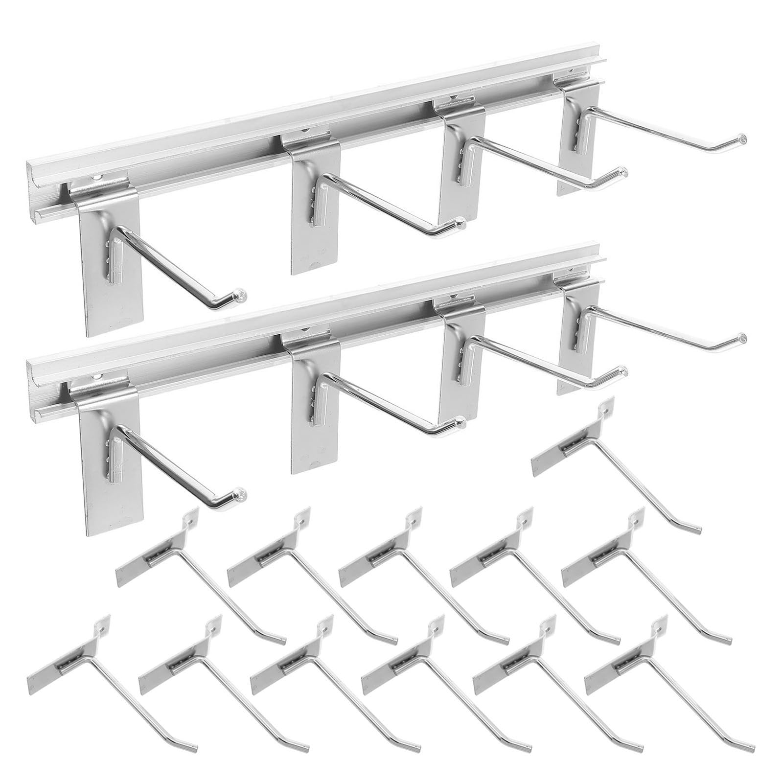 Ganci per Pannello Forato in Ferro Argento per Esposizione Flessibile, Facile Installazione, 2 Set per Casa e Supermercato