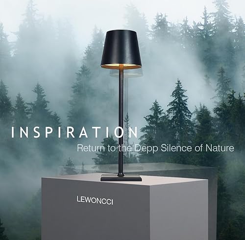 Miniatura 7 de Lewoncci Paquete de 2 lámparas de mesa inalámbricas, lámpara de escritorio con atenuación continua de 3 colores, IP54, impermeables, para