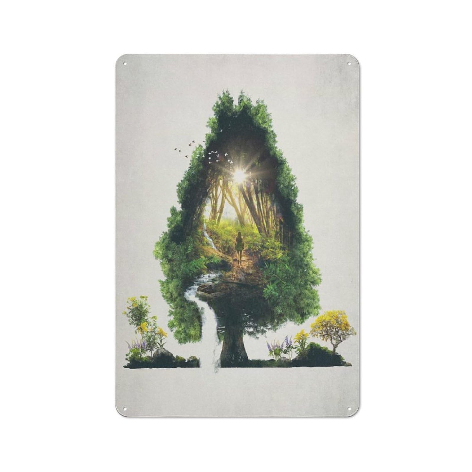 Junmoney Style-21 The Road Not Taken Rustic Metal Sign 30X20cm For Garden Room Or Summerhouse, For Themed Interiors In Garden Rooms And Summerhouses