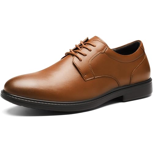 HEEZ Mens Dress Shoes Black, Split Leather Oxford Shoes for Men Nonslip, Comfortable Work Shoes for Formal Business