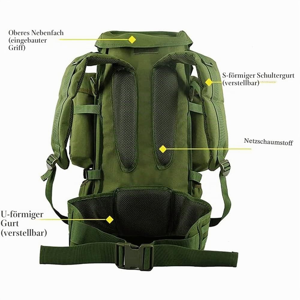 Rucksack,Taktischer Gewehrrucksack,56-75L,Outdoor Wandern Daypacks Wasserdicht Militär Taschen für Männer Reisen Camping Jagd Trekking Klettern Rucksack (Color : A)