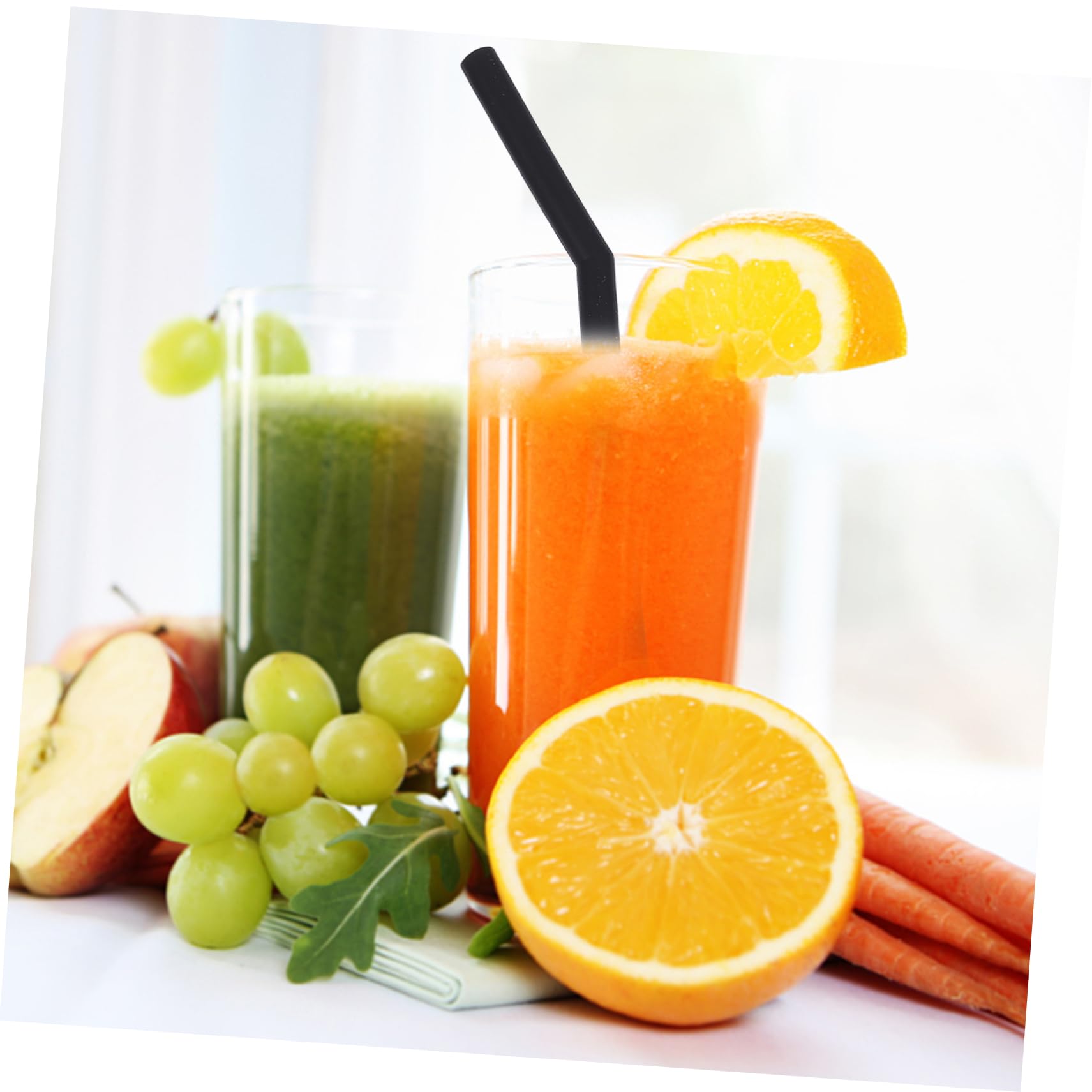 Ciieeo 48 Stück 1 Satz Strohhalm aus schwarzem Silikon tropische Strohhalme Smoothie-Stroh kinder strohhalme smoothie strohhalme praktische Milchstrohhalme praktische Trinkhalme Kieselgel