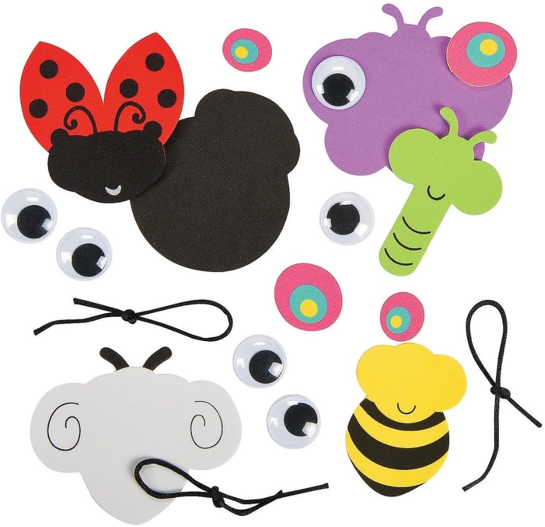Fun Express Spring Big Eye Bug Ornament Craft Kit - Makes 12 - Craft Kits - VBS Vacation Bible School Supplies/Decor