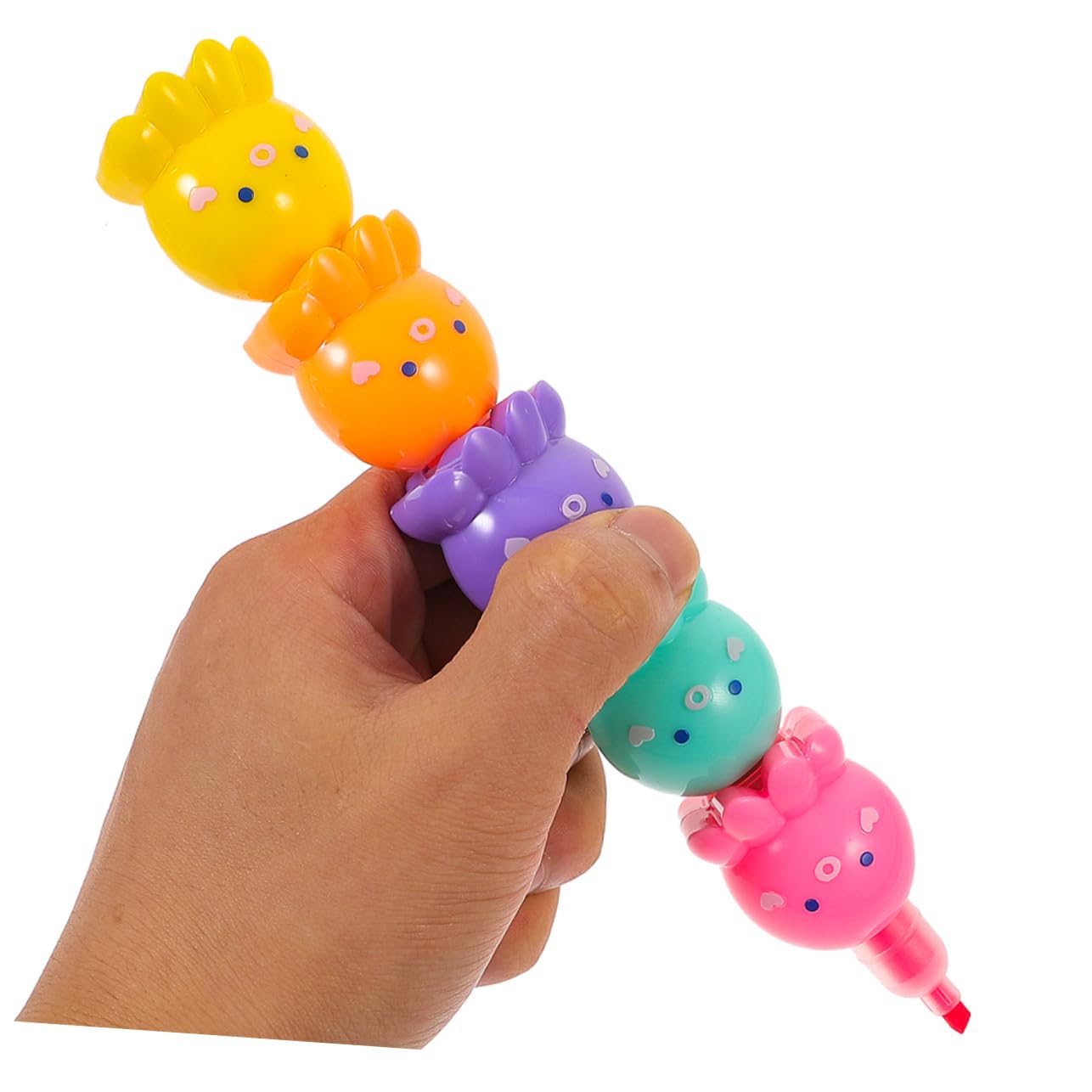 TEHAUX 2 Set Mini Evidenziatori Fluorescenti Polpo Penne Colorate Impilabili per Scrittura e Pittura Palmo-friendly per Studenti