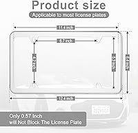 Vista 2 de Amiss Paquete de 2 marcos de matrícula sólidos a prueba de óxido, 4 agujeros, cubiertas de placa de acero inoxidable, marco protector con tapas