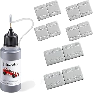 DZrudun Pinewood Car Weights Kit|4OZ (12 Pieces, 2 Sizes) Pinewood Weights, 0.5OZ Graphite Powder | 100+ Races Durability, Easy Installation, Universal Fit | Graphite Lubricant Works on Doors & Locks