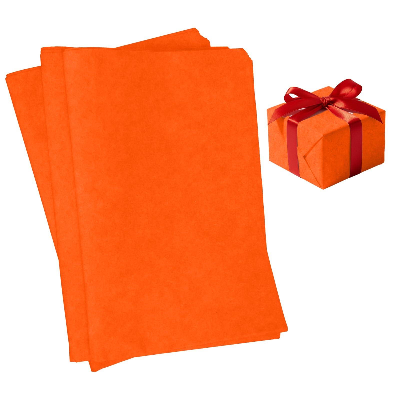 60 Sheets Orange Tissue Paper for Packaging, 35x50cm Gift Wrapping Paper, Orange Tissue Papers Sheets for DIY Crafts, Gift Packaging, Flower Art, Birthday Decoration, Valentines