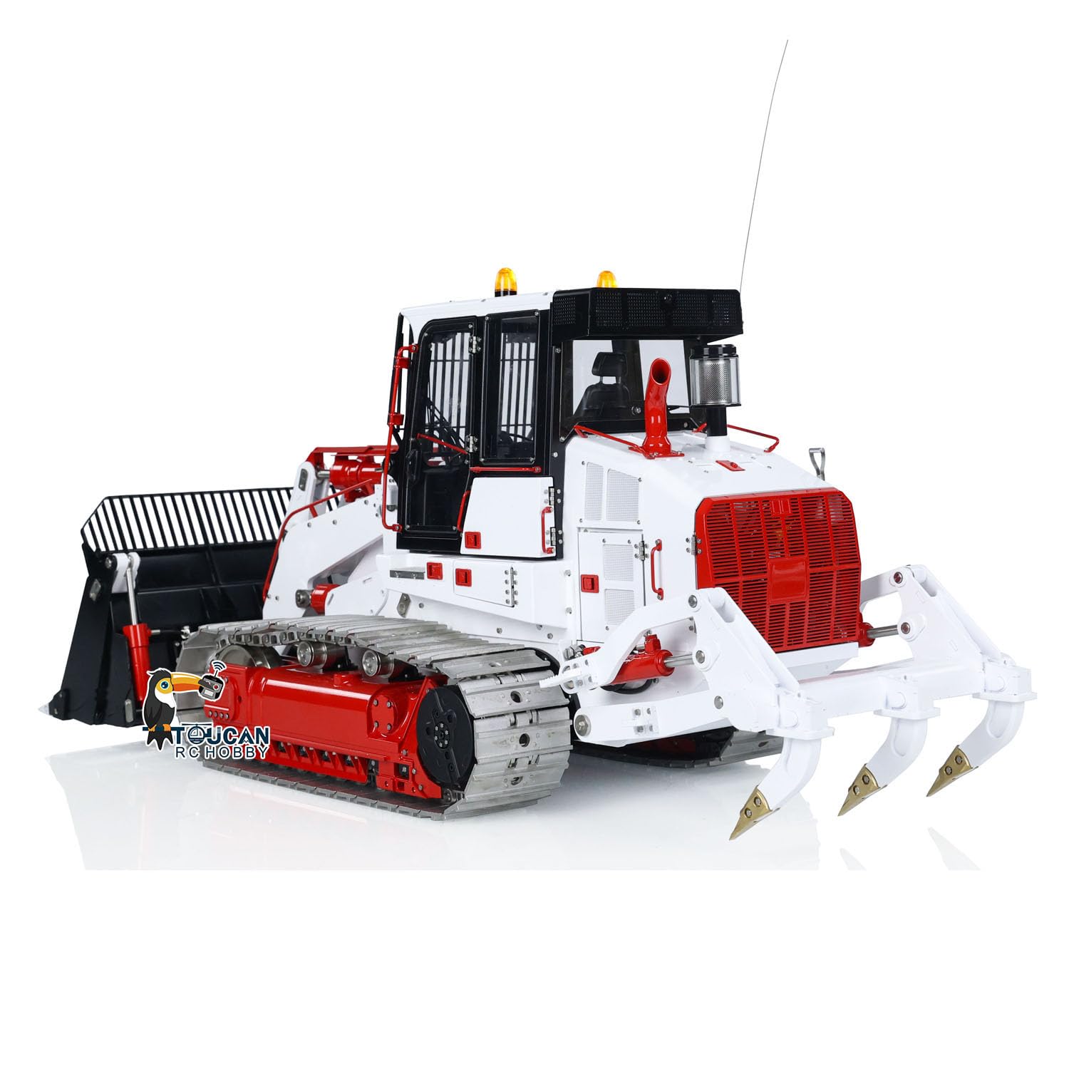 TOUCAN RC HOBBY LESU 1:14 973K RC Caricatore Idraulico RC Tracciato Trasferimento Camion Costruzione Veicoli Modello Pala Apertura Posteriore Aratro ST8 Telecomando Bianco Nero Rosso