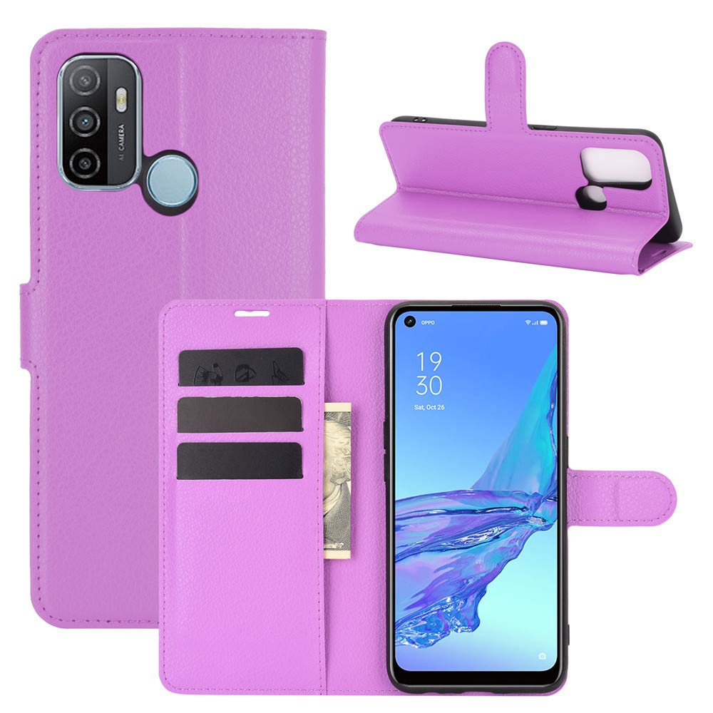 SEAHAI Cover per Oppo A53s / Oppo A53, Ultra Sottile Custodia Premium Pelle Portafoglio Kickstand Slot per Schede [RFID Blocking] TPU Antiurto Flip Cover Libro - Blu